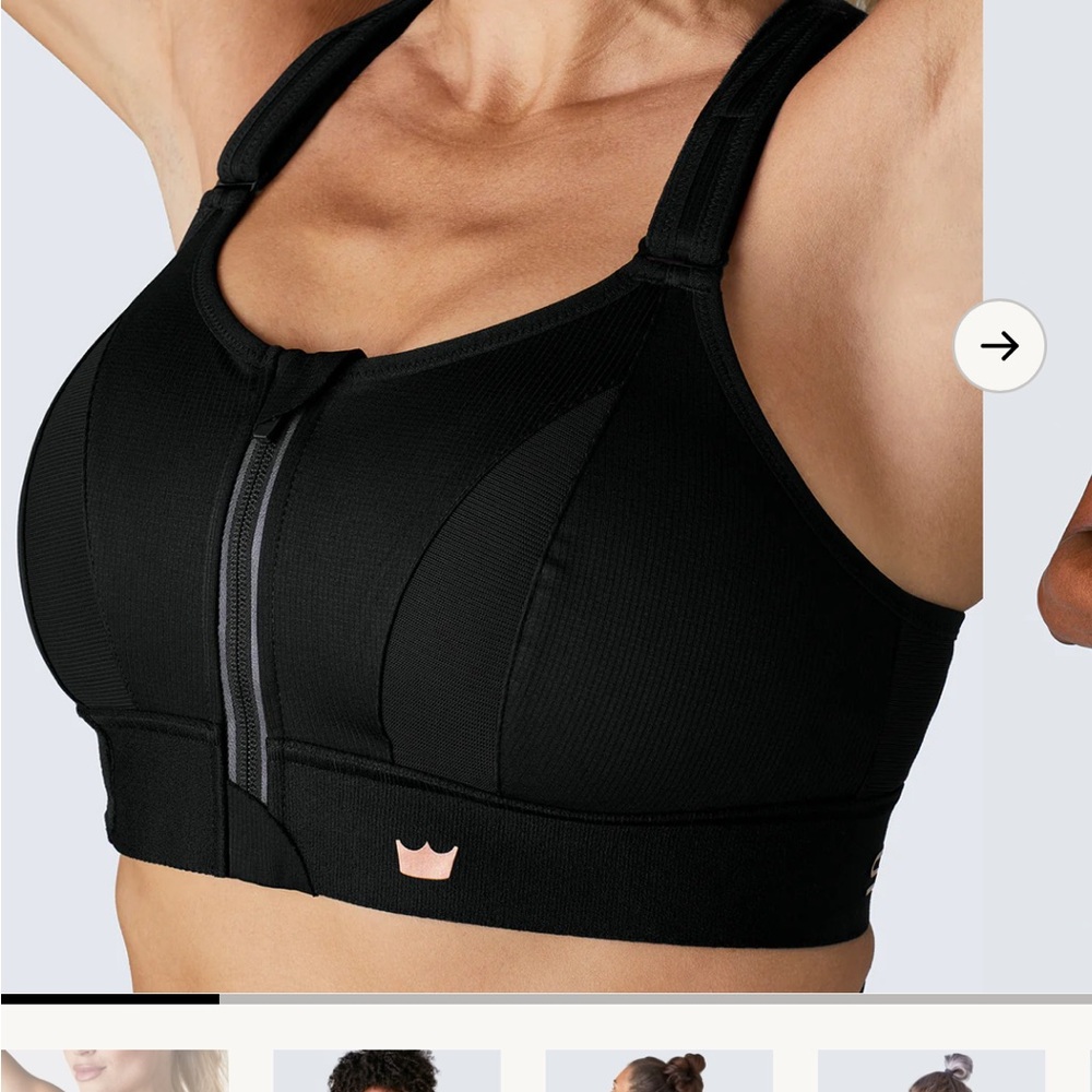 SheFit High Impact Black Zip Front Sports Bra